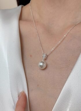 千金感！法式复古仿珍珠吊坠项链