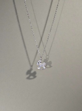 银色爆闪木马项链女颈链