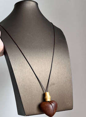 新中式复古禅意木质爱心项链女