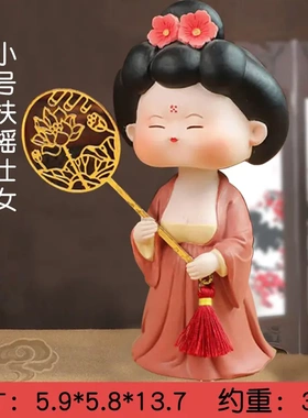 国潮唐朝古风桌面摆件摇头车摆件文创市集可爱车载摆饰