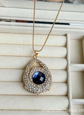 不掉色韩版秋冬毛衣链女简约水滴满钻金色长款高级感饰品衣服配饰