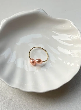 日韩时色珍珠戒指女不掉色高级感小众轻奢时尚气质开口可调节