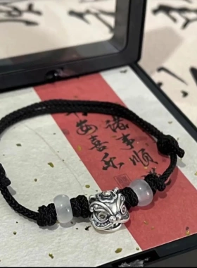 爆款醒狮手绳男女新中式头情侣手链编织好运国潮可调节手链女