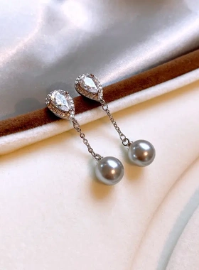 圆形撞色珍珠款锆石磁吸项链个性百搭锁骨链气质设计感项饰女电镀