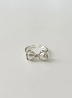 结珍珠戒指女轻奢小众设计感开口食指戒精致气质简约素圈指环活口