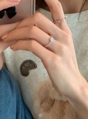 珍珠碎银宝石戒指女冷淡风小众设计高级感时尚气质百搭高级感指环