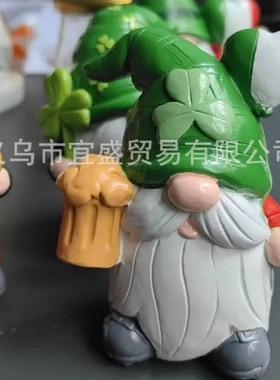 爱尔兰节日装饰品摆件侏儒摆件设计派对欢乐装饰品摆件树脂塑料