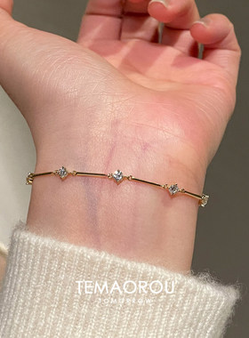 设计感复古金色极细手链轻奢小众