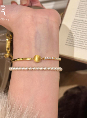 中古拉丝小金球爆闪手链女千金感