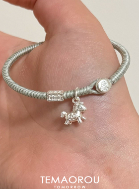 复古高级灰实心小马驹金刚结手链