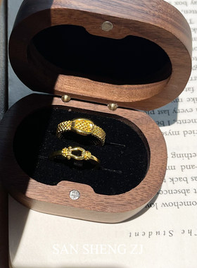 中古金色极简马蹄扣开口戒指女生