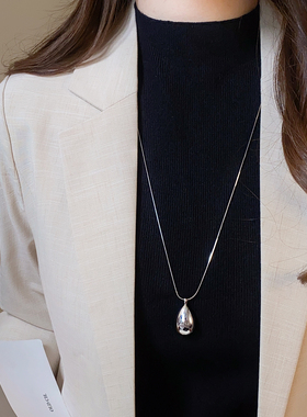 秋冬银色水滴吊坠项链配饰