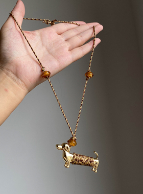 秋冬复古棉绳腊肠狗项链女配饰