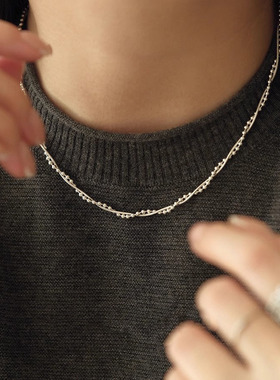 银色缠绕双层圆珠项链女吊坠