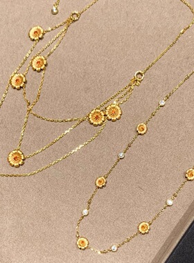 夏日金色雏菊多层项链女
