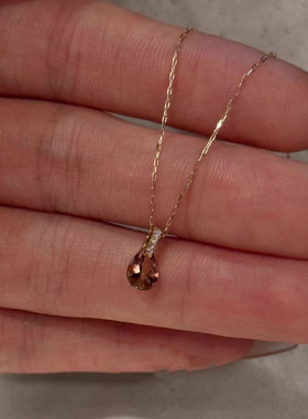淡粉极细水滴项链女款气质锁骨链