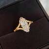 Retro gold imitation zircon ring for women with niche design