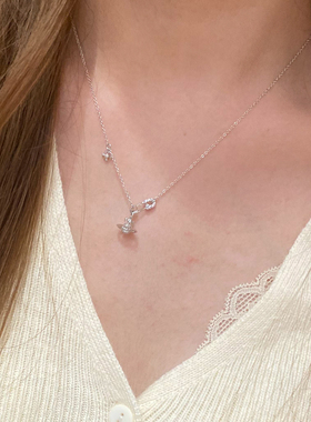 复古mini银色拉丝土星别针项链