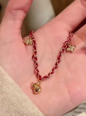 新中式金色葫芦红绳手链女
