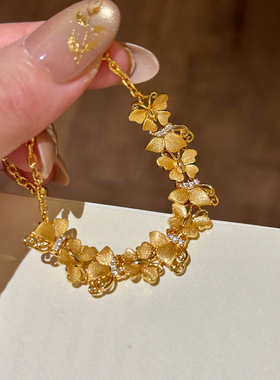 新中式拉丝金蝴蝶纷飞手链女