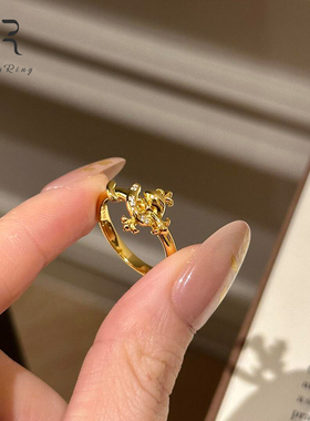 中古vintage金色权杖蛇戒指女