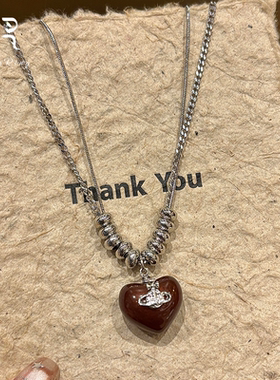 秋冬复古爱心吊坠串珠项链配饰