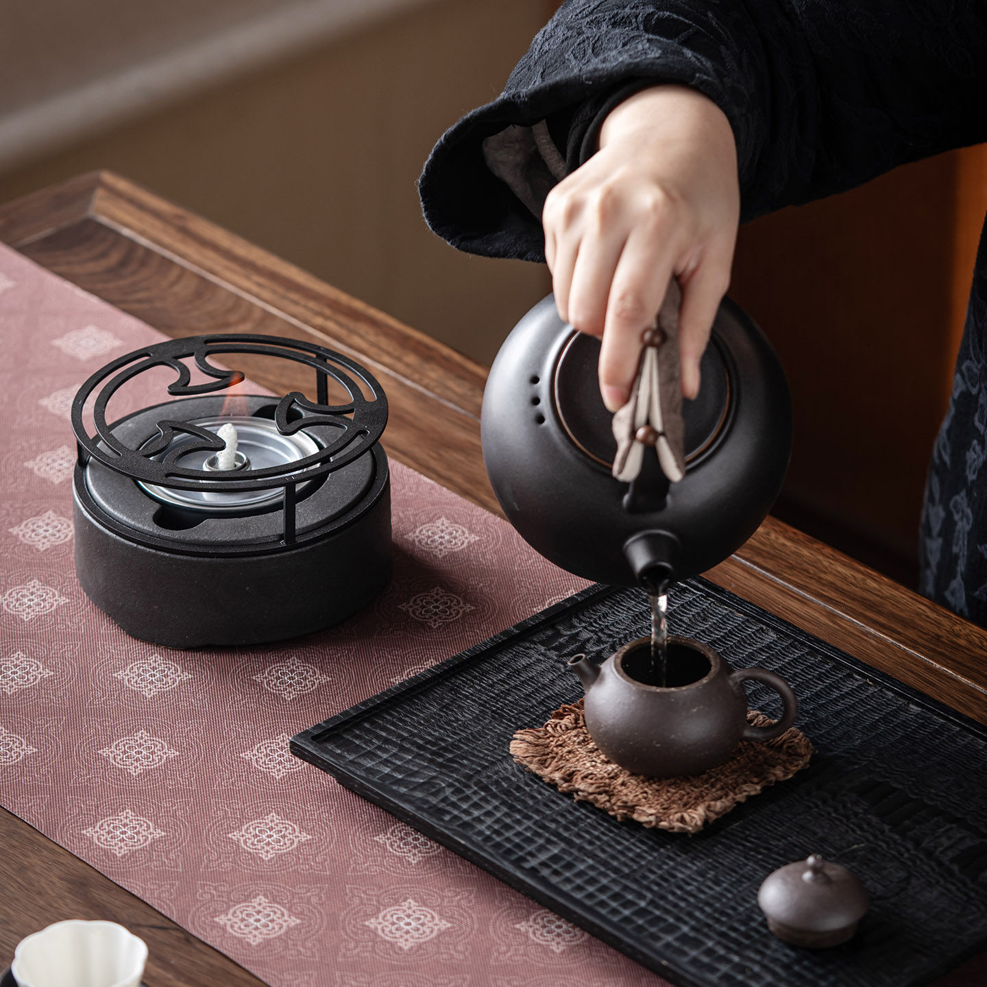 蝉舍陶瓷酒精罐温茶炉茶道加热煮茶炉温茶器复古中式提梁壶煮茶器,淘宝优惠券,粉丝福利购,淘宝优惠卷