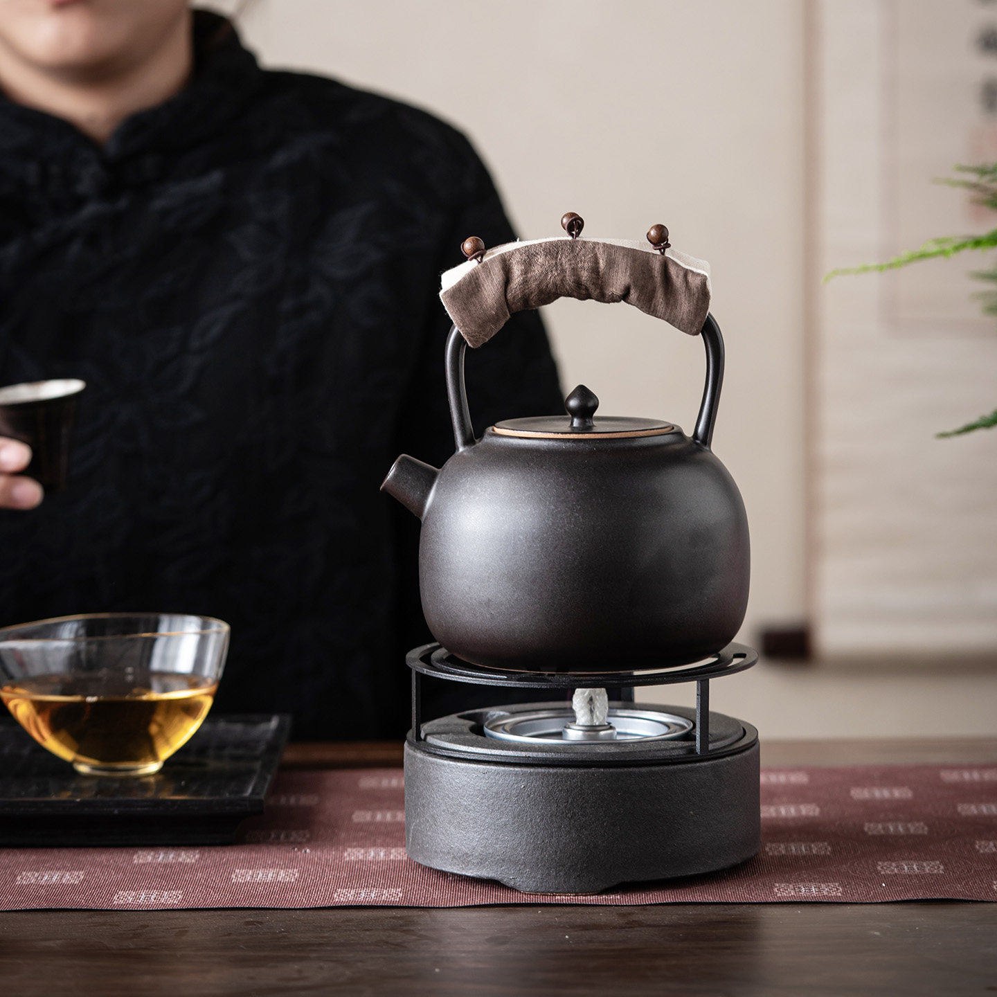 蝉舍陶瓷酒精罐温茶炉茶道加热煮茶炉温茶器复古中式提梁壶煮茶器,淘宝优惠券,粉丝福利购,淘宝优惠卷