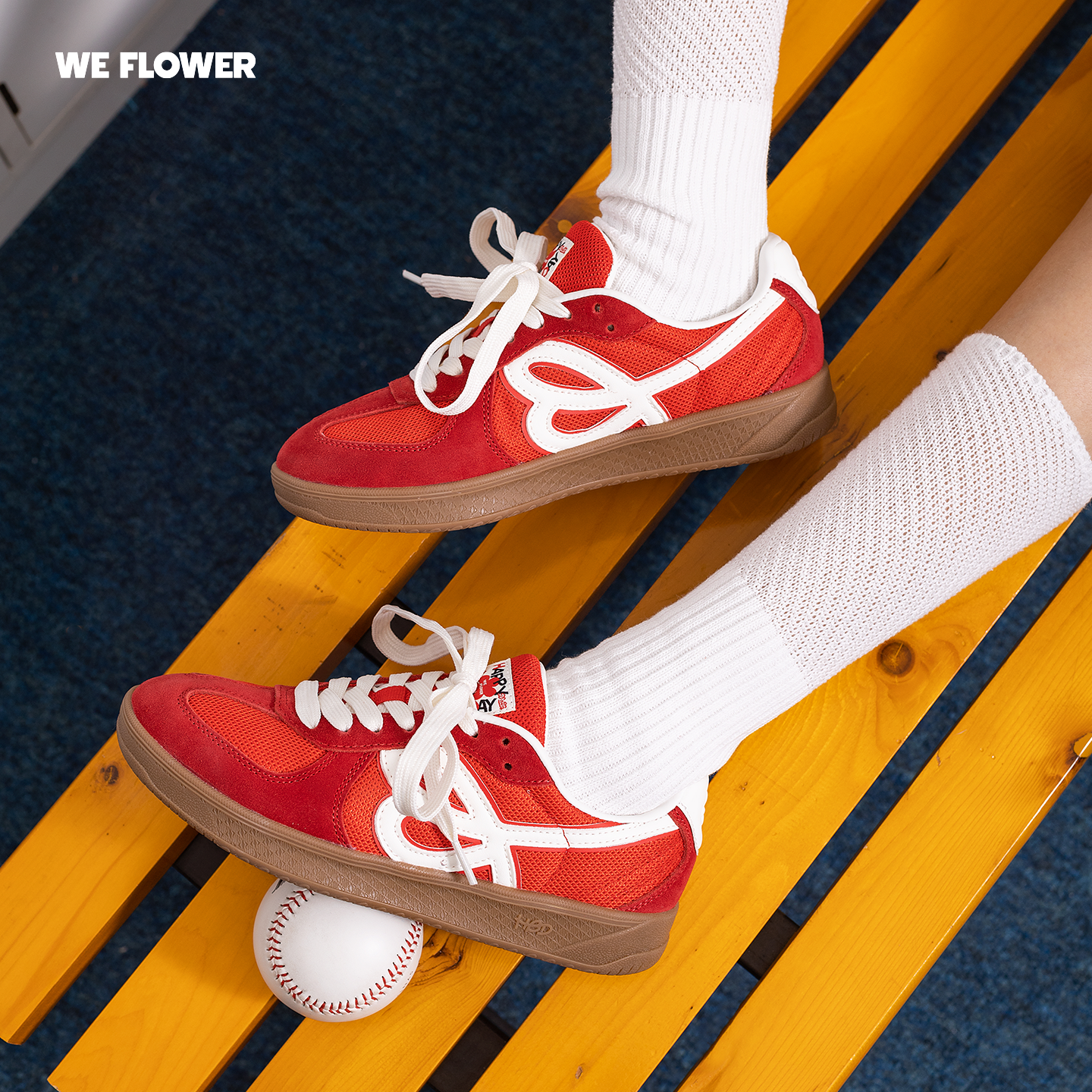 WeFlower&HBD联名2026新款红色德训鞋男女复古板鞋女时尚休闲鞋,淘宝优惠券,粉丝福利购,淘宝优惠卷