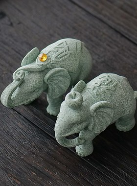 创意青砂石平安如意象茶宠摆件精品可养茶玩茶桌茶台茶具装饰品