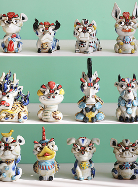 牛十二生肖摆件全套小工艺品鼠虎兔龙蛇马羊猴鸡狗猪创意新年礼物