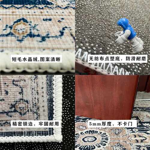 Casas Bahia现货入户地垫吸水方格绒跨境地毯套装防滑无纺布水晶 - 图0