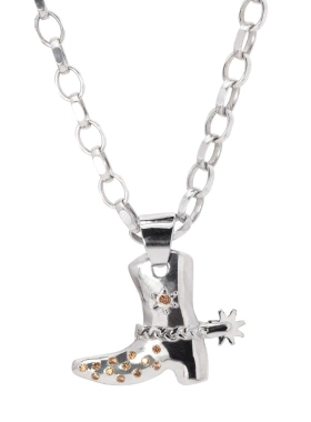 牛仔靴子牛仔帽吊坠项链复古风饰品炉内真空电镀18k真金