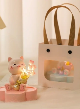 小猫咪郁金香手工生日礼物女生闺蜜送女朋友女孩高级感