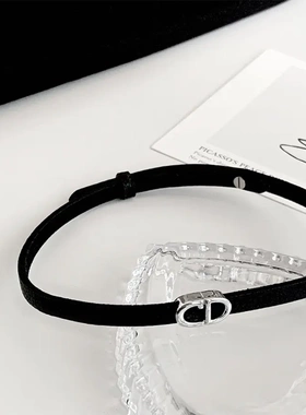 真皮~纯欲纹理项链高级感小众设计锁骨链颈链项圈黑色颈戴脖子女