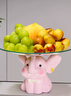 一对北欧艺术家居客厅茶机零食收纳小摆件高级感卡通小象茶桌摆件