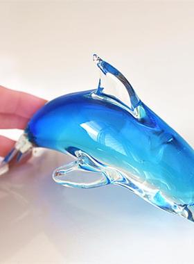 玻璃海豚琉璃家居酒柜创意装饰工艺品小摆件鱼缸造景海洋动物礼物