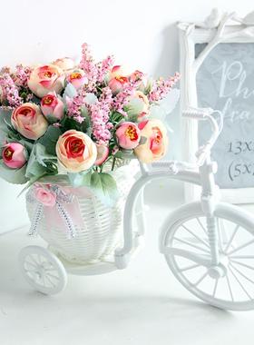 塑料藤编仿真花车套装饰品小摆件塑料干花束客茶几厅摆设假花