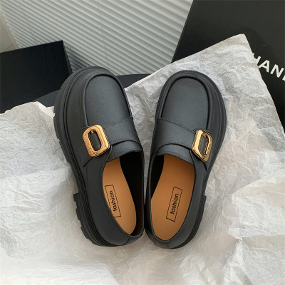 2026春秋女外穿时尚PVC百搭少女心单鞋防滑软底塑胶乐福鞋厚底鞋