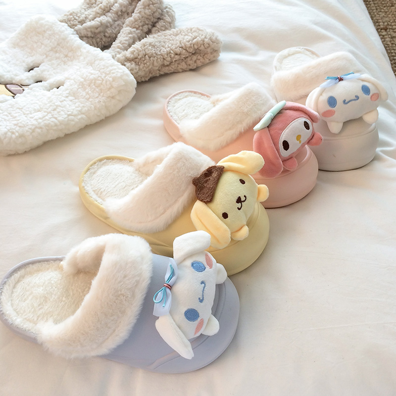 2025新款可拆卸玉桂狗卡通可爱防滑软底塑胶防水包头保暖潮萌棉拖