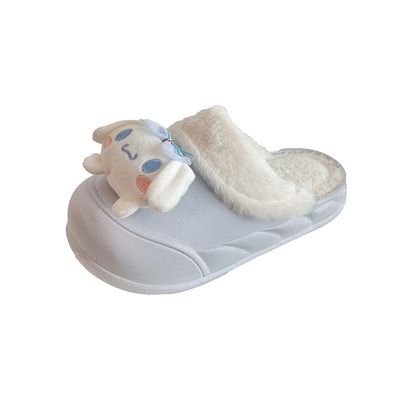 2025新款可拆卸玉桂狗卡通可爱防滑软底塑胶防水包头保暖潮萌棉拖