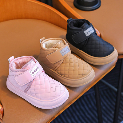 2025时尚新款防滑软底外穿加绒保暖防水雪地靴女宝宝男宝宝棉靴潮