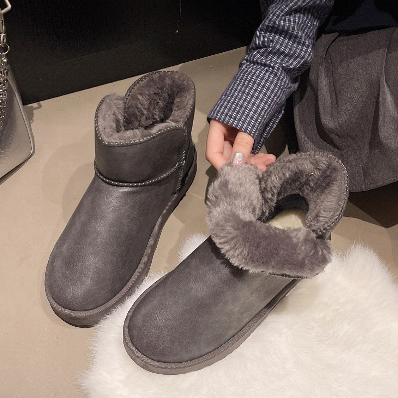 2025新款秋冬加绒加厚雪地靴防水PU外穿防寒保暖情侣潮流东北棉靴