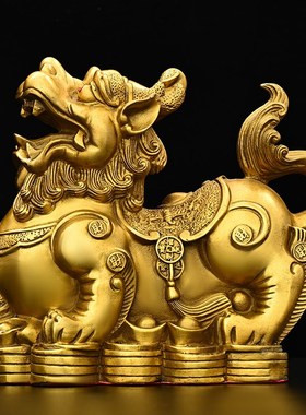 铜貔貅摆件一对招財聚财办公室桌面工艺装饰皮丘店铺公司开业礼品