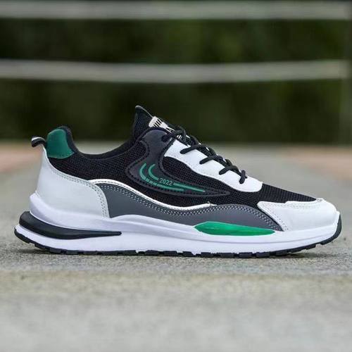 男鞋新款PU加绒网面运动鞋耐磨跑步鞋百搭老爹鞋潮流休闲鞋子外贸 - 图0