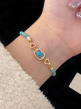 绿松石珍珠手链天然新中式