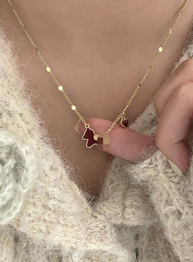 新中式红色小马闪钻本命年项链