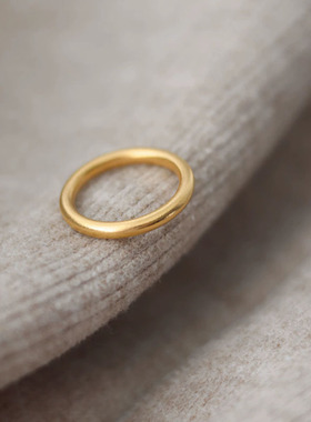 18k金色素圈戒指女小众百搭