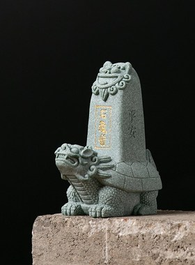 青砂石石敢当龙龟驮石碑庭院阳台园艺盆景盆Q栽花园水池客厅摆件