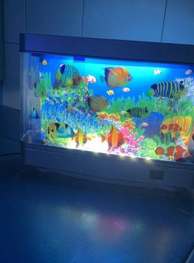 Led亚亚鱼缸仿真鱼缸造景迷你水族馆景观ins风梦核装饰灯台灯